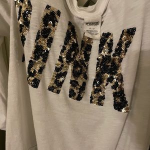 Leopard Sequence PINK logo long sleeve t-shirt